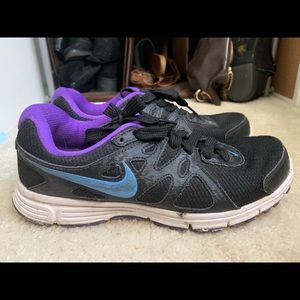 Black Nikes Revolution 2 w/Purple and Blue Accents